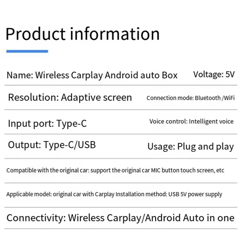 

USB-адаптер 2-в-1 для беспроводного CarPlay и Android Auto, преобразующий проводной Android Auto в беспроводной