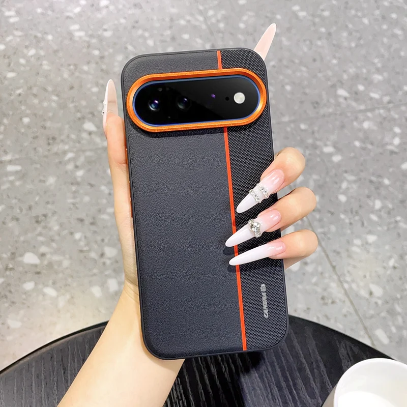 For Google Pixel 11 Pro XL Pixel 11 ProXL 5G Case Red Camera Ring Raised Lens Protection Colorful Faux Leather Protective Cover