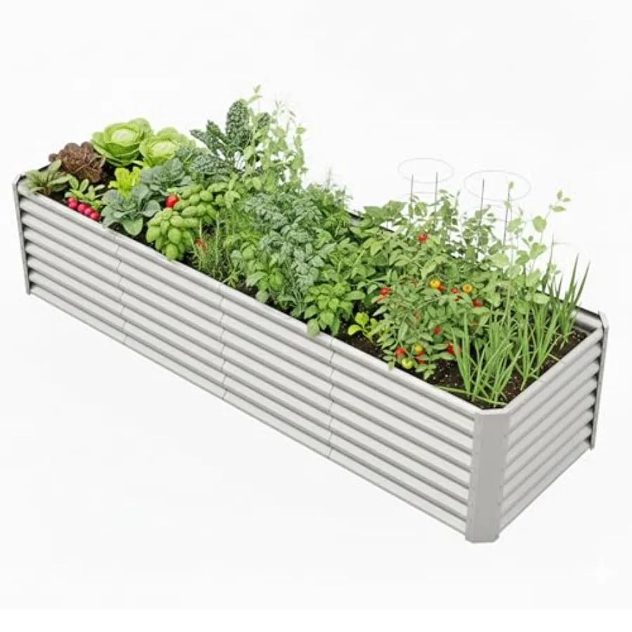 

8x2x2ft Raised Garden Bed Kit Galvanized Planter Garden Boxes Outdoor Metal Raised Garden Beds for Vegetables Fruits Flower Sil