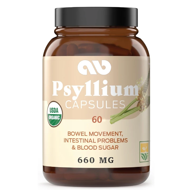 Pure natural whole psyllium husk powder capsules -660 milligrams, 60 capsules, pure odorless fiber and colon cleansing capsules