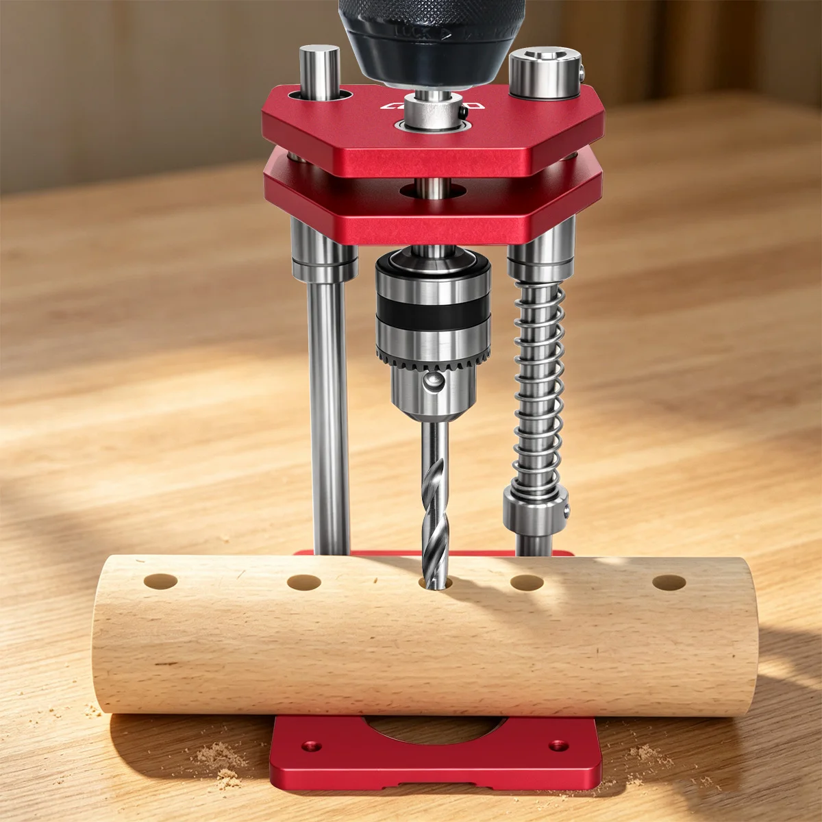 precision-vertical-drill-stand-aluminum-drill-press-bracket-portable-drilling-guide-jig-for-woodworking-straight-hole-drilling