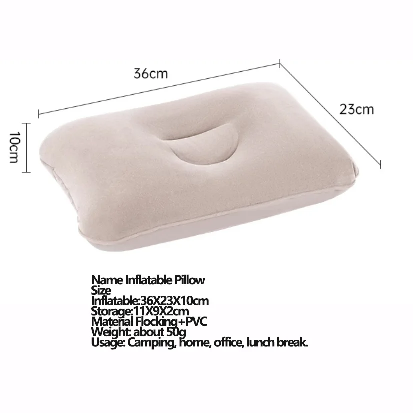 Outdoor Camping Travel Portable Inflatable Pillows Flocking Napping U-shaped Pillow Blow Up Inflatable Sleeping Pillow