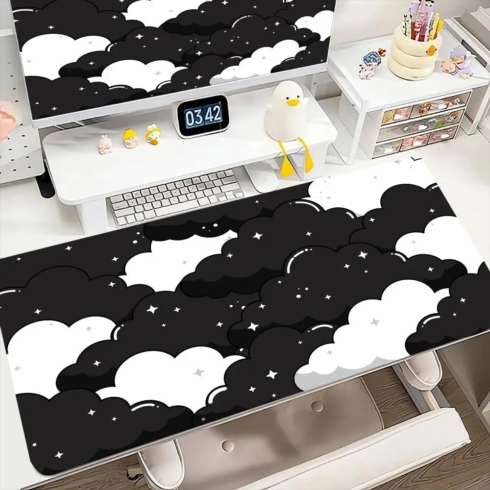 

Большой милый пастельный коврик для мыши с облаком Kawaii, мультяшный настольный коврик, противоскользящий резиновый удлиненный длинный коврик 900x400, коврики для игровой клавиатуры