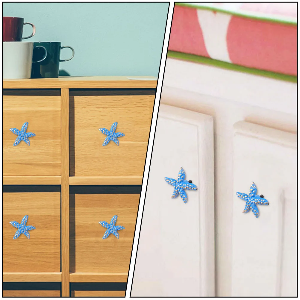 

2 Pcs Ocean Wind Pulls Hands Subtle Change Handle Retro Door Shell Drawer Knobs Iron Mediterranean Handles