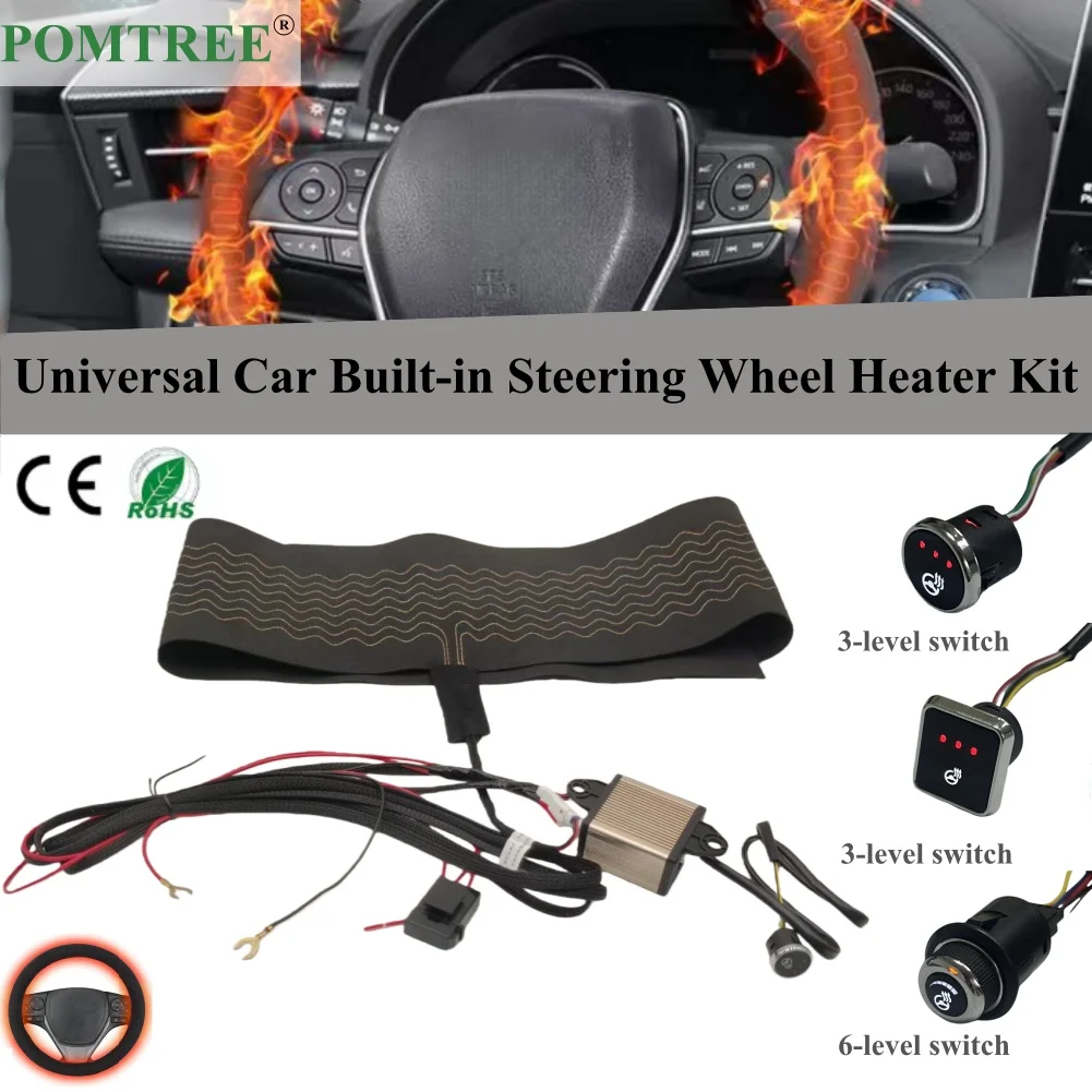 

NEW Car Built-in Steering Wheel Heater Kit 12V 65W Universal Alloy Wire Heating Pad Multi Gear Control Switch Wiring Harness