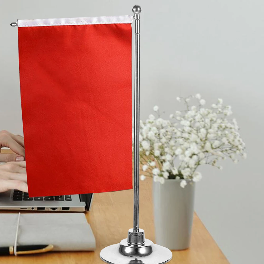 

2 Pcs Flagpole National Display Table Runner Desktop Decoration Stainless Steel Mini Trade Show Supplies