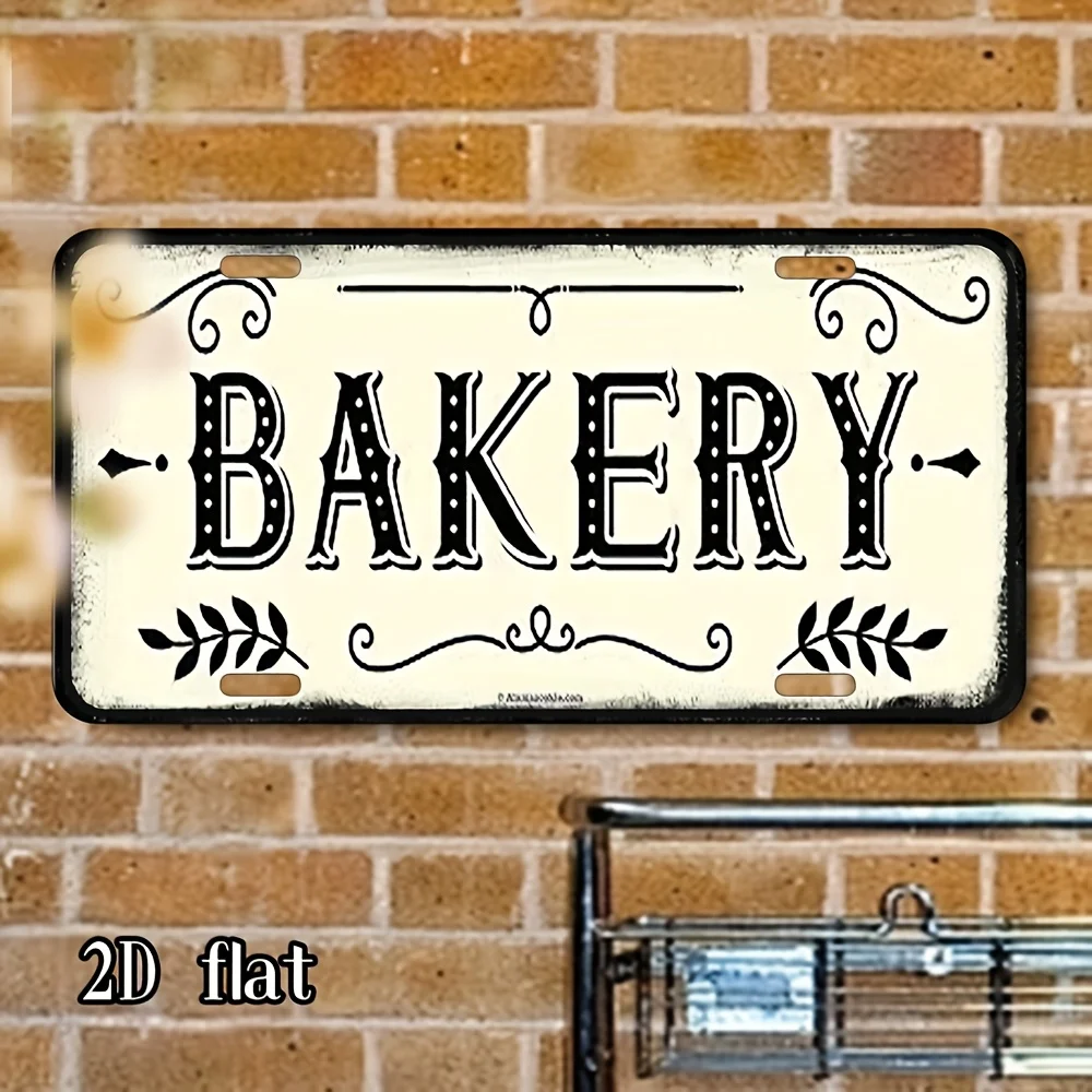 2D Flat-Vintage Bakery 2D Flat Aluminum Sign,Dust & Waterproof, Ideal for Home, Office, Cafe Decor,Vintage Bakery Sign