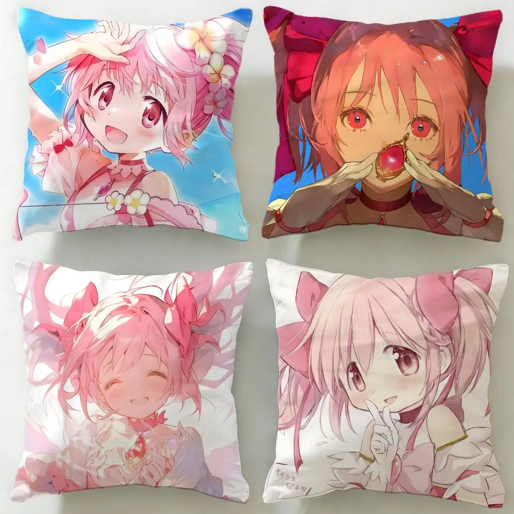 Klassischer Anime-Kissenbezug „Puella Magi Madoka Magica“, weicher und leicht zu waschender Kissenbezug – vielseitig einsetzbar für Couch, Bett, Reisen und Büro