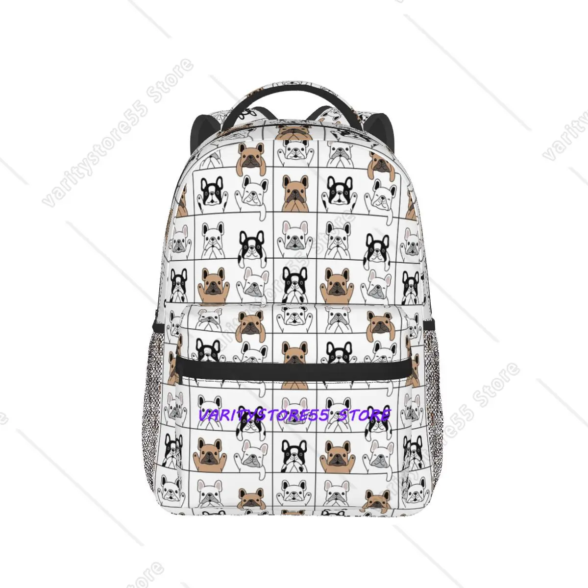 Cool French Bulldog Backpack Hot Sale Daypack Large Capacity Boys Girls BookBag School Bag Shoulder Bags for Men Women