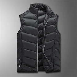 New Autumn Winter Men'S Fashion Casual Versatile Down Coat Waistcoat Youth Light And Thin Standing Collar Warm Sleeveless Vest