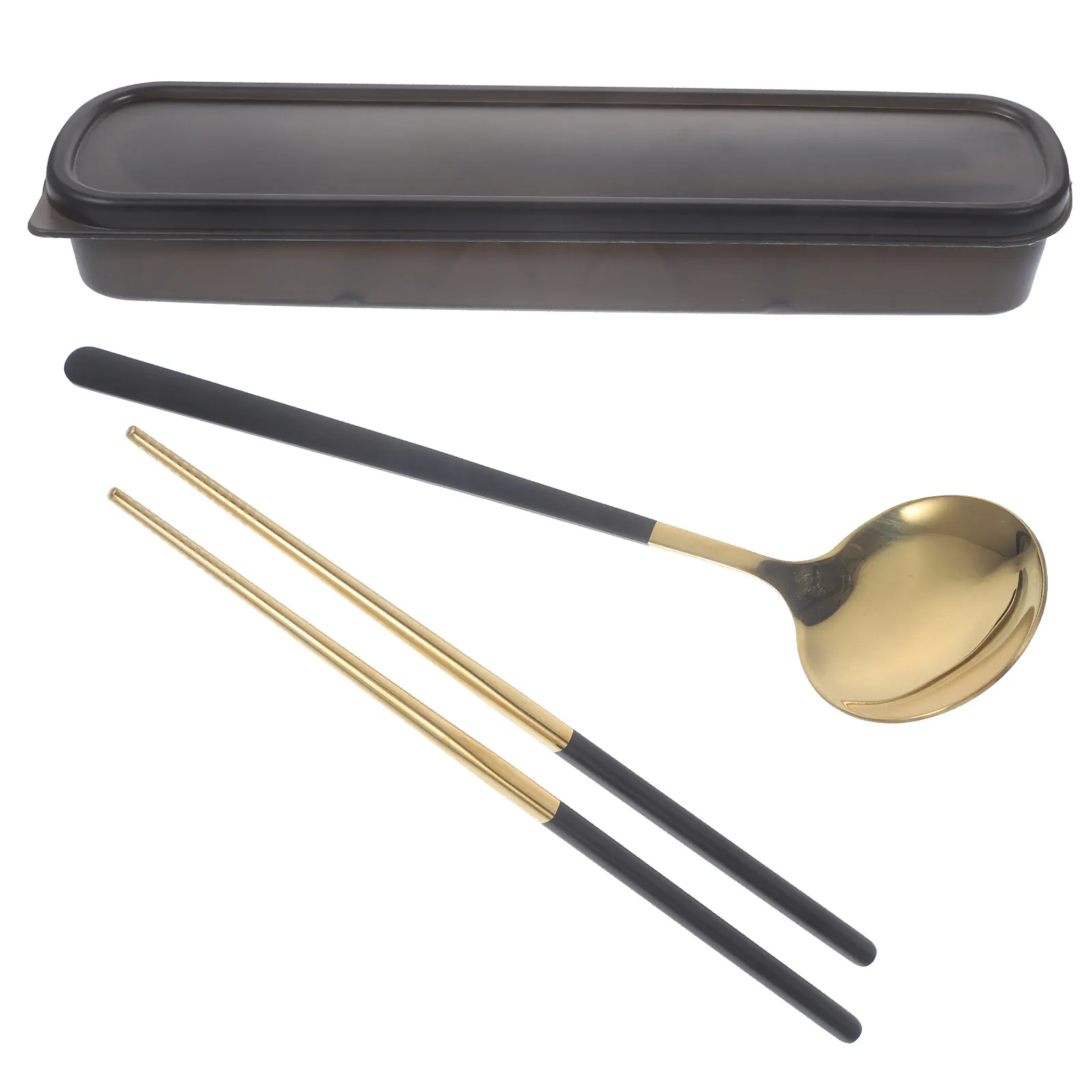 

304 Stainless Steel Spoon Chopsticks Set 2 Piece Suit Black Gold Portable Dining Kit for Travel Outdoor Activities