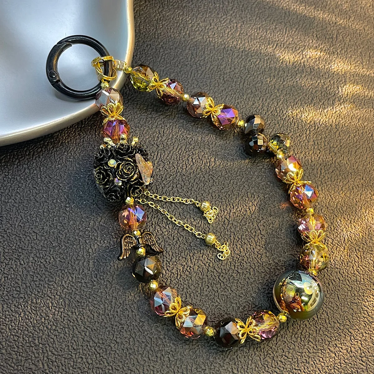 

Fashionable and High-end Crystal Phone Chain, New Rose Tassel Flower Ball Pendant, Handbag, Key Pendant, Best Friend phone grip