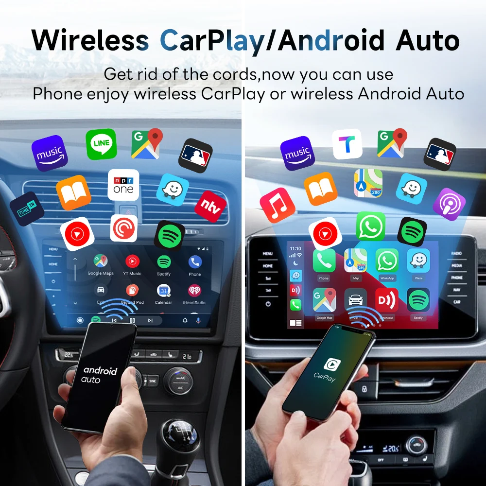 2025 CarlinKit 5 inalámbrico Android Auto Box portátil CarPlay Dongle inalámbrico Plug & Play para CarPlay con cable/Android Auto Radio de coche