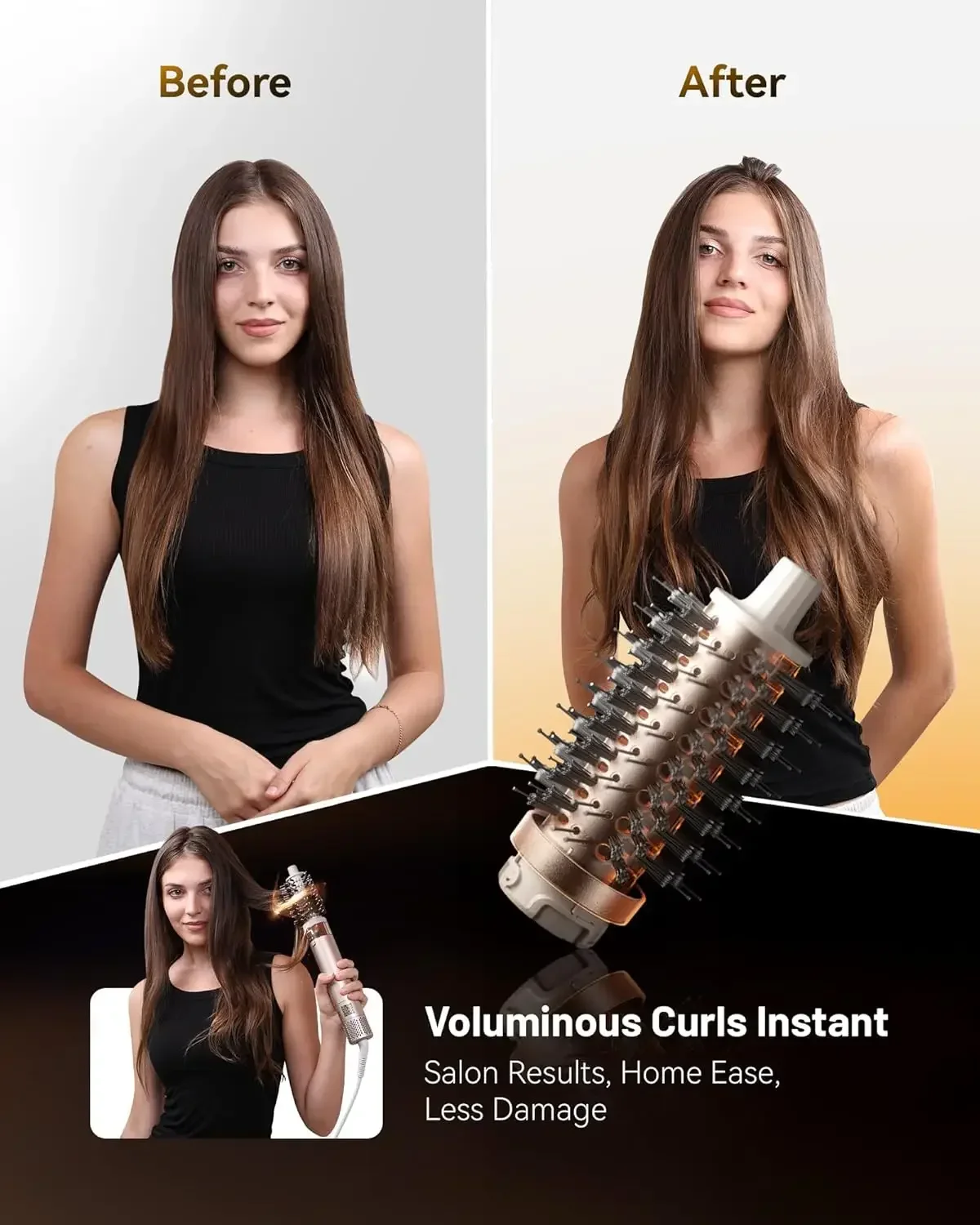 KAUGIC 6 in 1 Hot Air Hair Styler Dryer Multi-Styler - High Speed Hair Styling Tools with No Heat Damage, Auto Wrap Curler as A