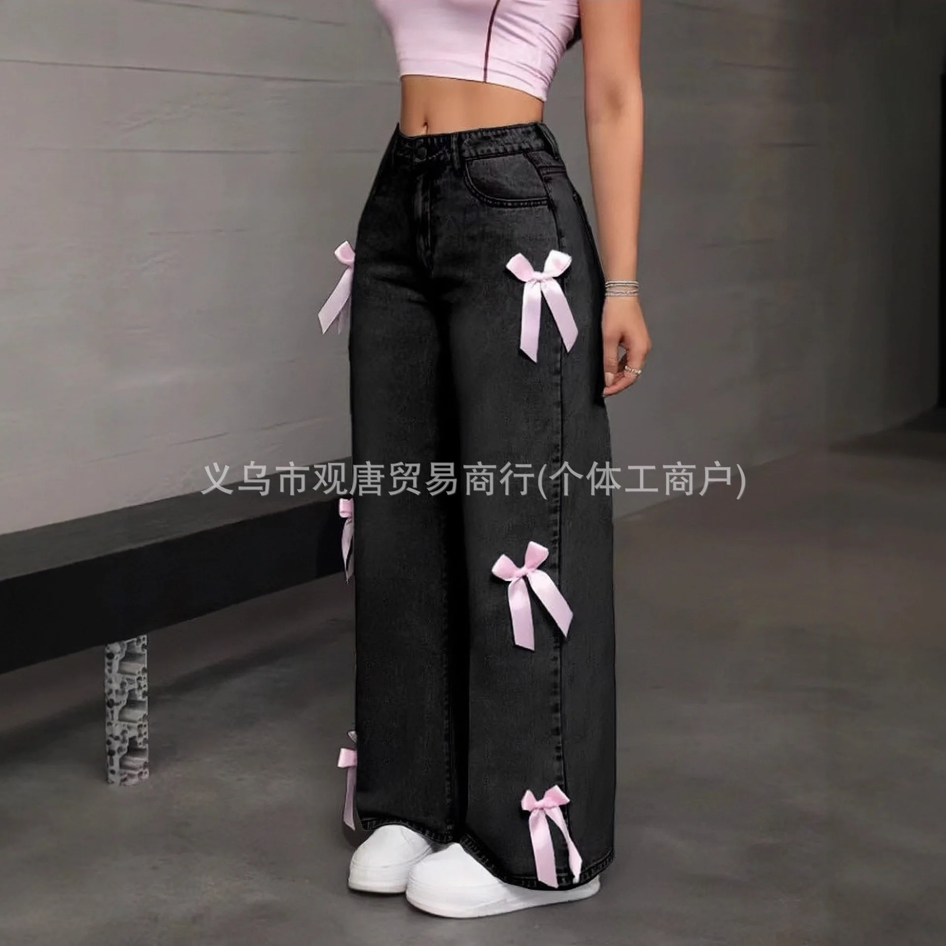 

Женская одежда Женские брюки Y2k Street Hottie Bow Collage Сексуальные потертые джинсы Прямые брюки Ins Брюки для женщин Джинсы