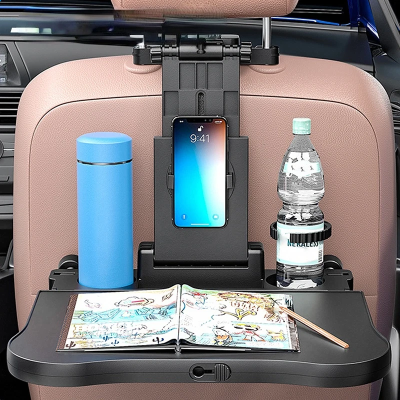 Multi-functional Auto Headrest Table Car Seat Back Tray Food Drink Ipad Laptop Holder