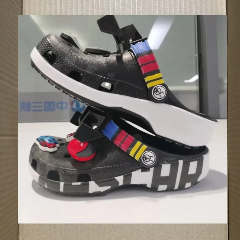 

Cartoon Disney Toy Story Black Racing Car Children Adult Hole Shoes Slippers Non-Slip Wear-Resistant Beach Shoes Lazy Sandals