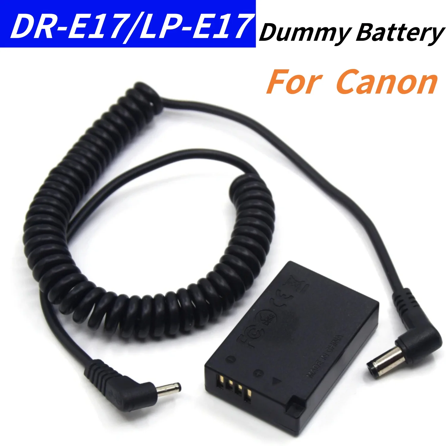 

LP E17 Dummy Battery DR-E17 DC Coupler +5.5mm X 2.1 mm Male Plug Spring Cable for Canon EOS M3 M5 M6 Digital Cameras