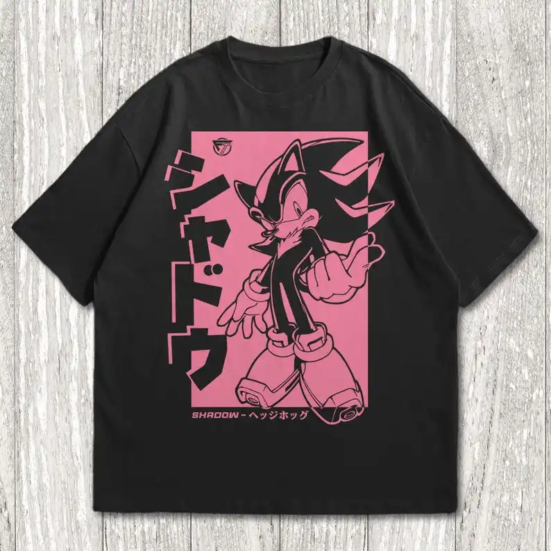 Hedgehog Shadow T-shirt - Speedster Energy, Japanese Anime Hero, Gaming Apparel, Manga-Inspired Action Wear, Anime Manga Shirt