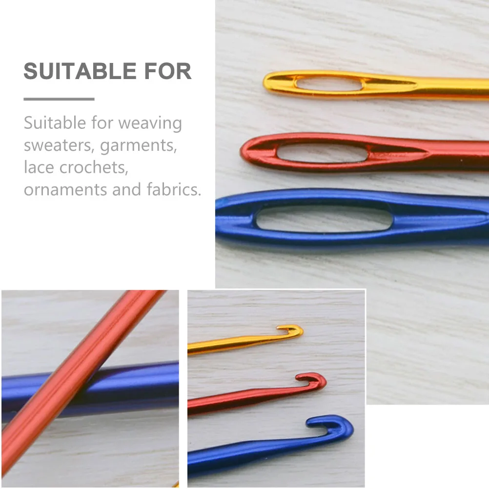 9Pcs Set Jarum Rajut Aluminium Manual DIY Kepala Tunggal untuk Sweater Hiasan Renda Alat Rajut Aksesoris Benang Jarum Rajut