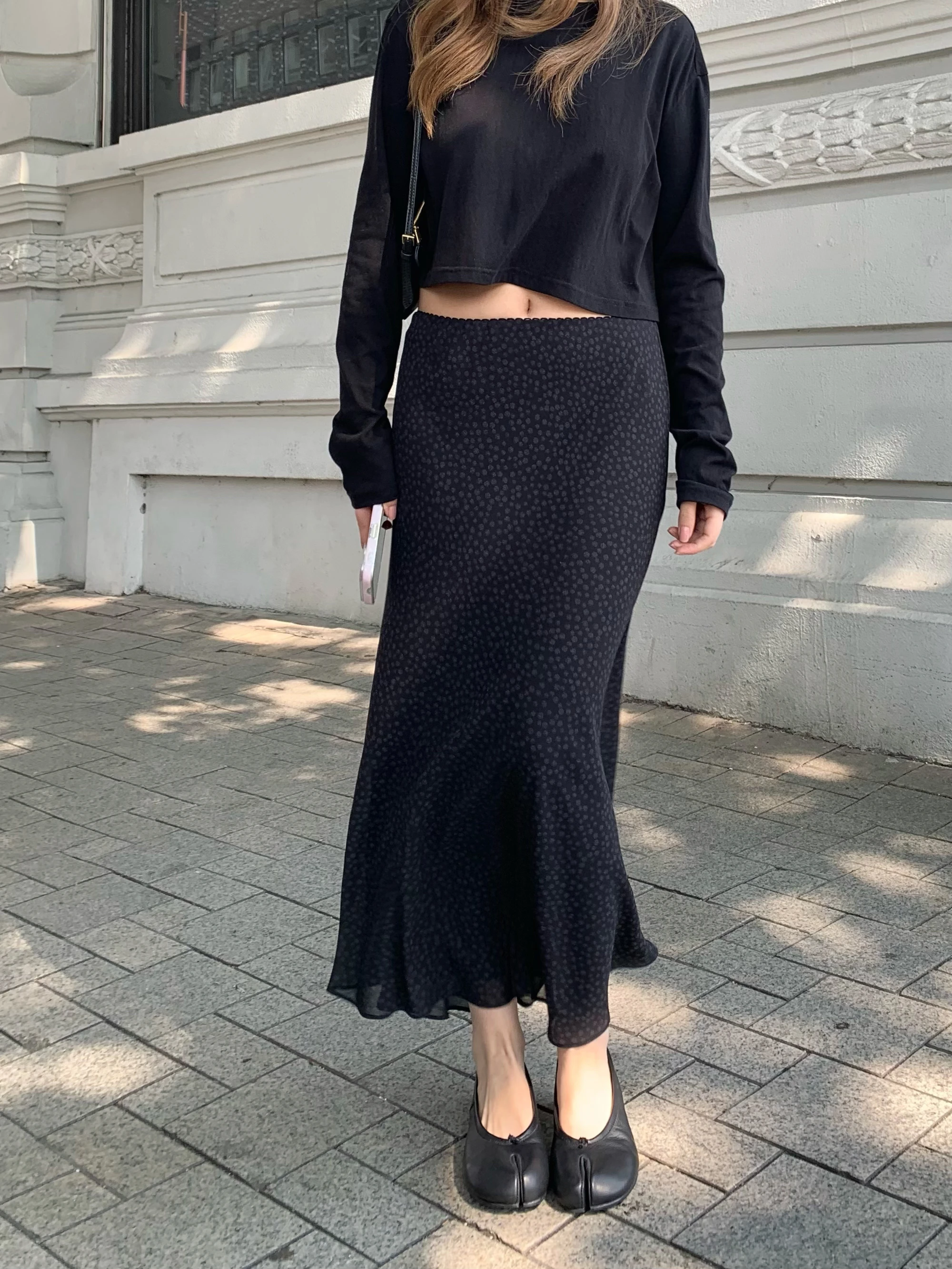 

Юбка-рыбка с высокой талией в горошек, весна 2026, новая, стройнящая, универсальная, длинная, женская, модная, из полиэфирного волокна