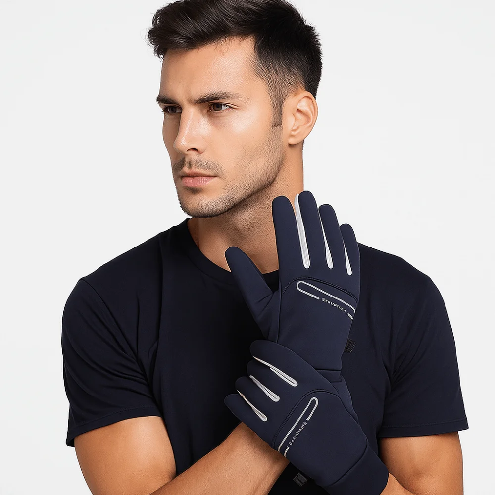 Unisex Solid Color Winter Warm Gloves Anti Slip Touchscreen Cycling Gloves Lightweight Full Finger Sports Mittens Women