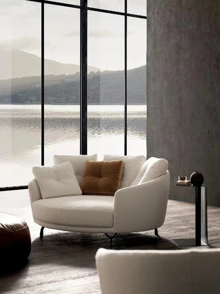 Italian minimalist large flat round sofa chair