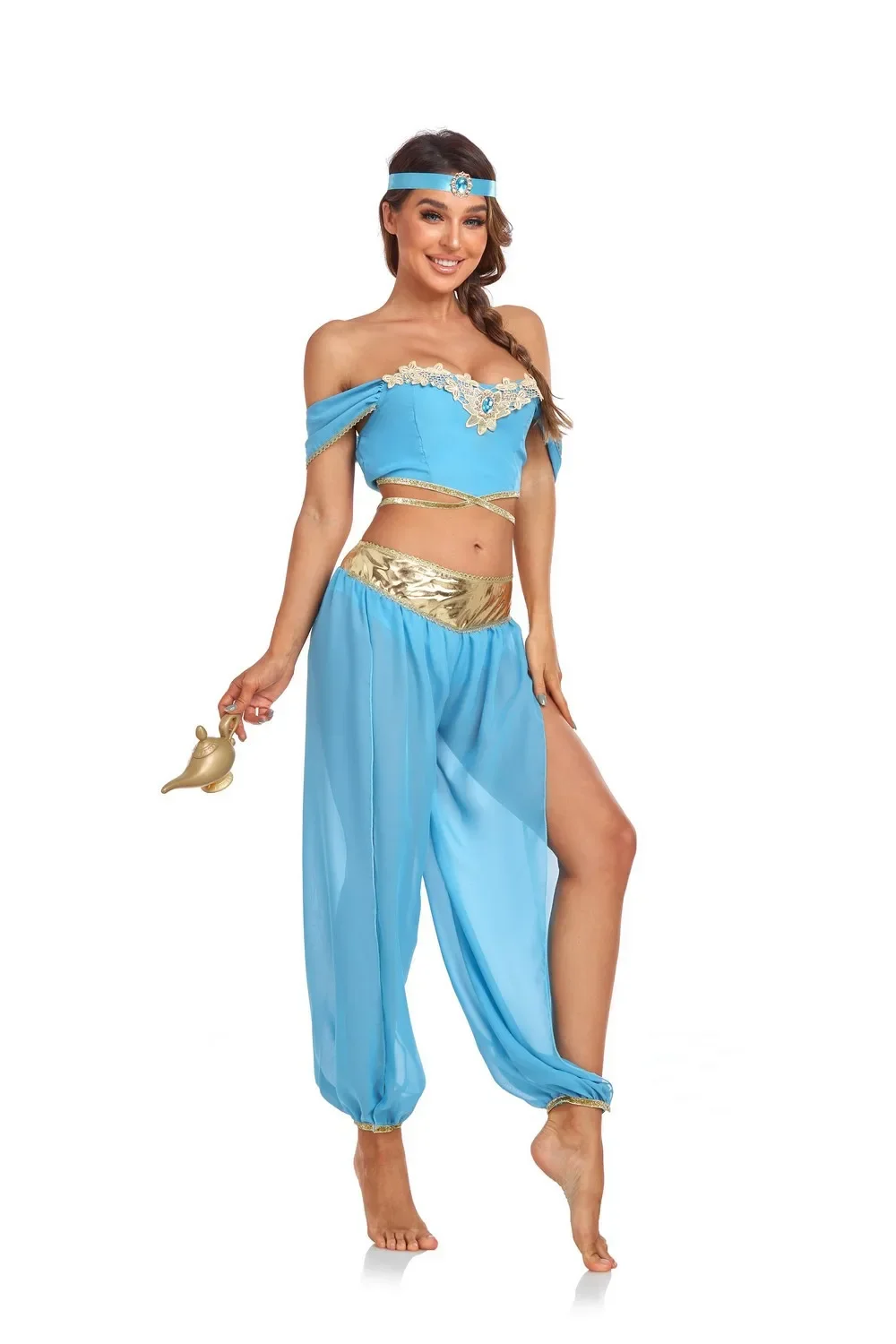 Costume di scena per adulti principessa Jasmine cosplay di Halloween