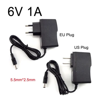 충전기 전원 공급 어댑터 변압기 CCTV 카메라 LED 스트립 램프, 미국 EU 플러그, 6V 1A AC to DC 100V-240V 컨버터, 5.5mm x 2.5mm