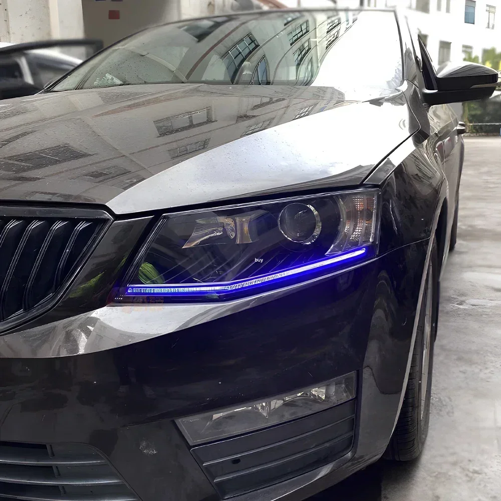 

Для Skoda Octavia 2015-2017 автомобильные передние фонари, обновленные динамические бифокальные линзы проектора, автомобильные аксессуары, светодиодные автомобильные фары в сборе