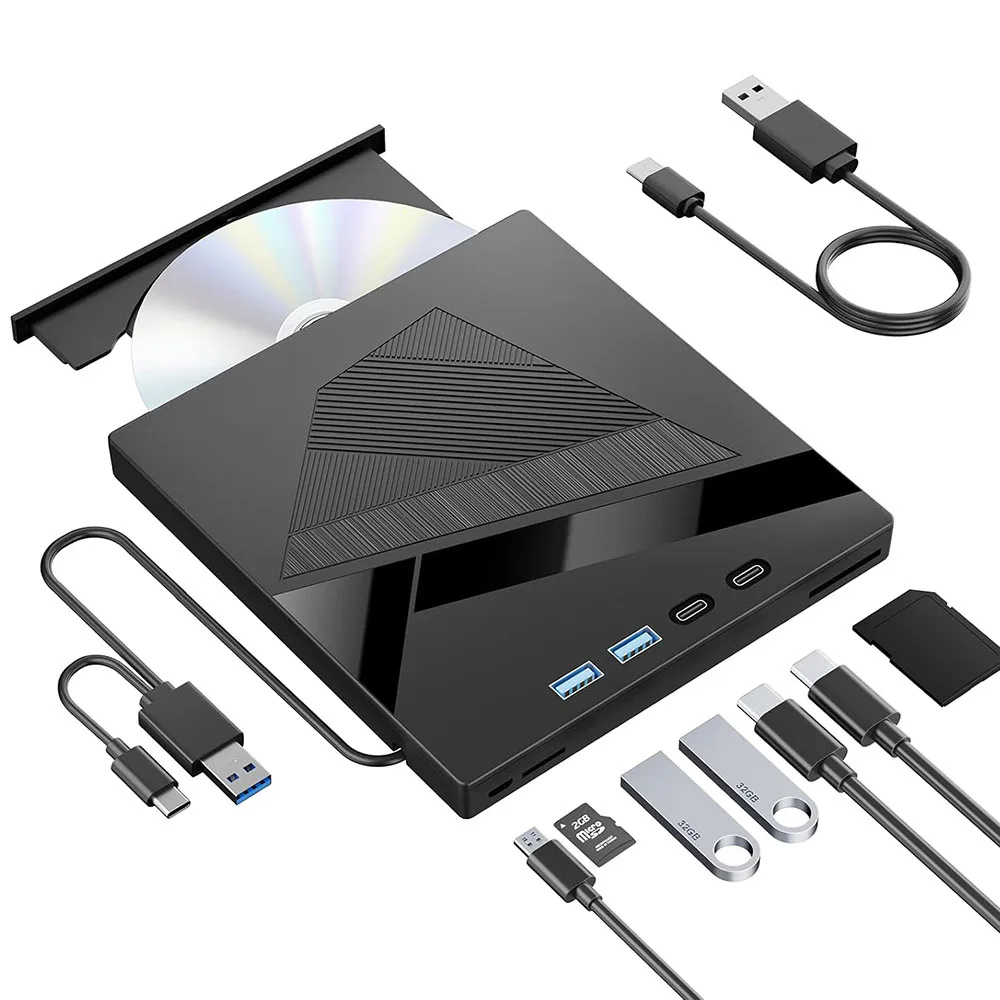 

Портативный привод для компакт-дисков/DVD USB 3.0 Type-C, внешний CD RW, записывающее устройство, DVD-плеер, оптические приводы для ноутбуков, ПК, нетбуков
