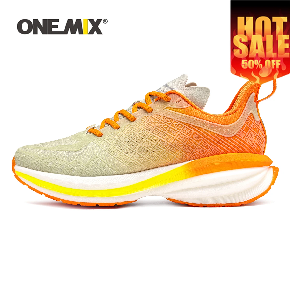 ONEMIX Running Shoes Men Woman Breathable Chinese Style Sneakers Character Vamp Air Cushion Walking Sport Shoe