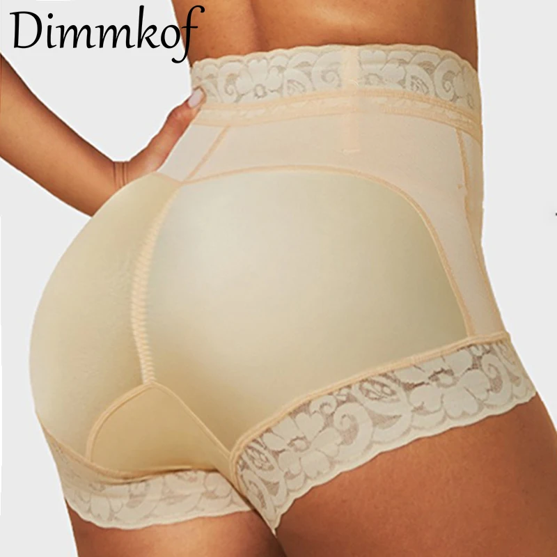 Dimmkof Lace Hem Middle Waistband Panties Women's Scrunch Butt Shapewears Shorts Sexy Booty Underwears Waist Slimming Boyshorts