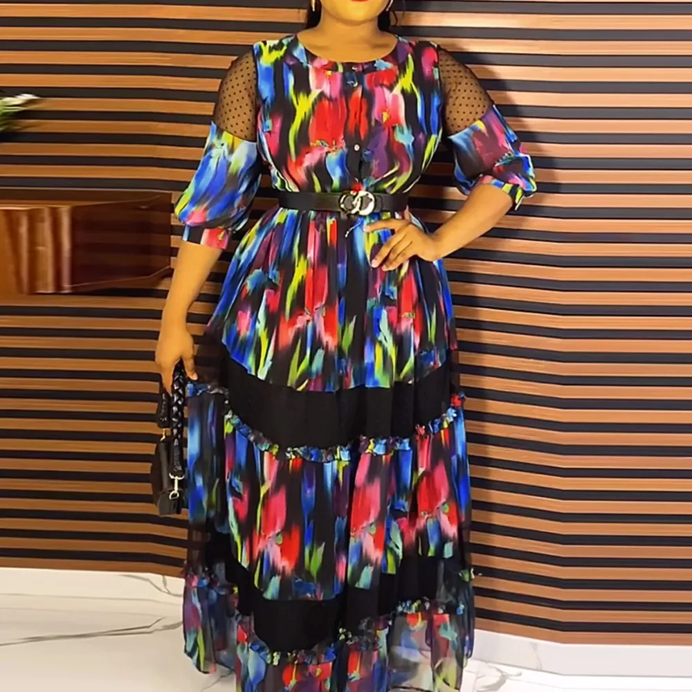 

New African Plus Size Printed Dress Wedding Party Djellaba Gown Turkey Dress luxury elegant 2024 Dashiki African Clothes Ankara