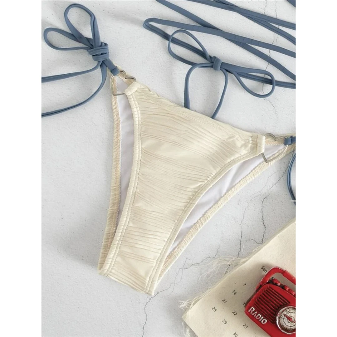 Neuer Wickel-Bikini mit Neckholder, geraffter Bikini, Damen-Badebekleidung, zweiteiliger Bikini-Set, Badeanzug, Damen-Badebekleidung V4081 – Detail 40