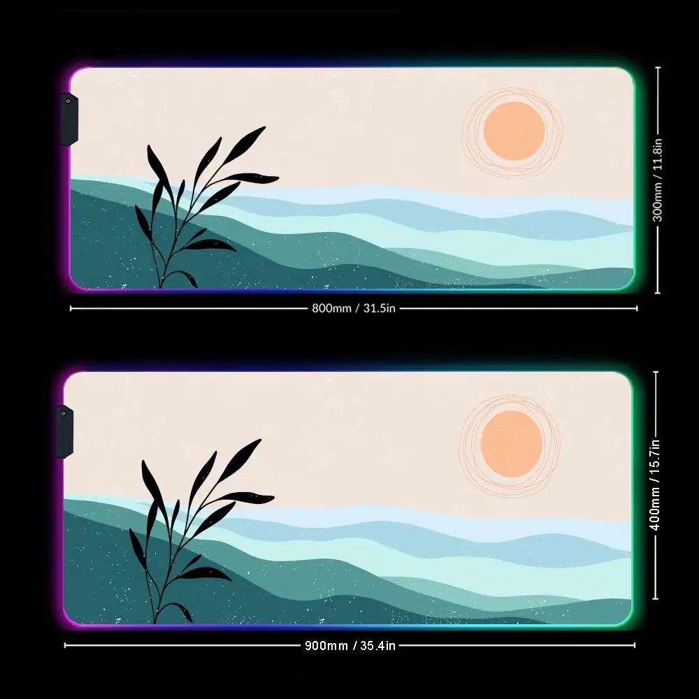 

Romantic seaside sunset scenery RGB Mouse Pad Desk Mat LED Glow Gaming pad pc accessories keyboard mousemat Computer mouse pad