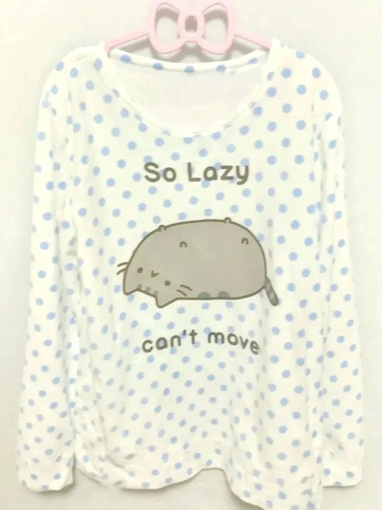 Japanese Fairy Polka Dots T Shirt Women Y2K Aesthetic Kawaii Cartoon Casual Tops Autumn Sweet Harajuku Grunge Loose Tees