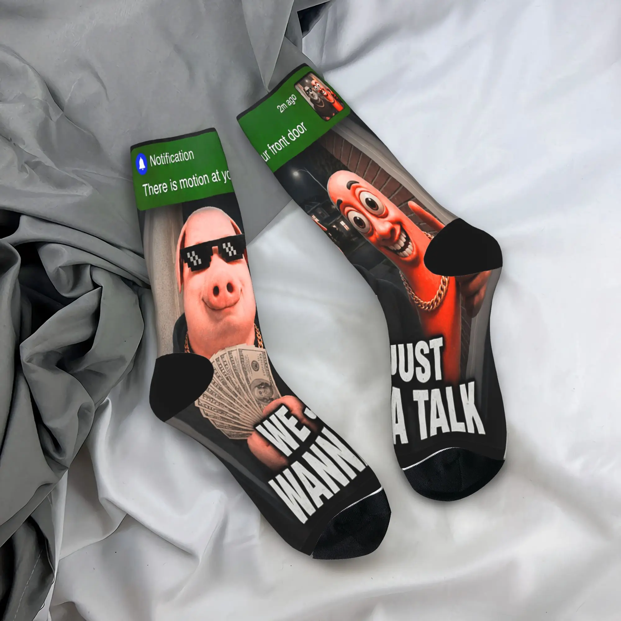 Couple Socks John Pork We Just Wanna Talk Funny Meme  Stockings Anti Skid Quality Socks Autumn Funny Custom Running Socks