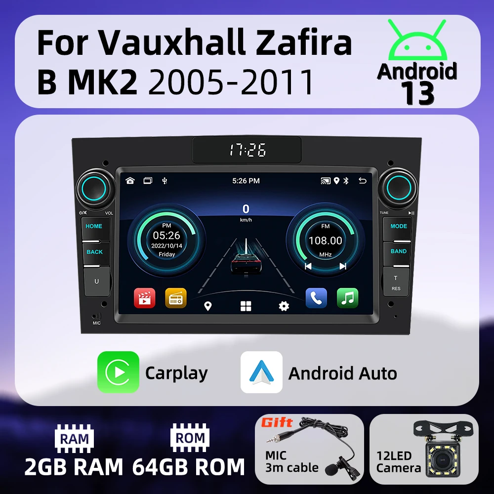 Авторадио головное устройство 2Din Android радио для Vauxhall Zafira B MK2 2005-2011 Carplay Android Auto 7 