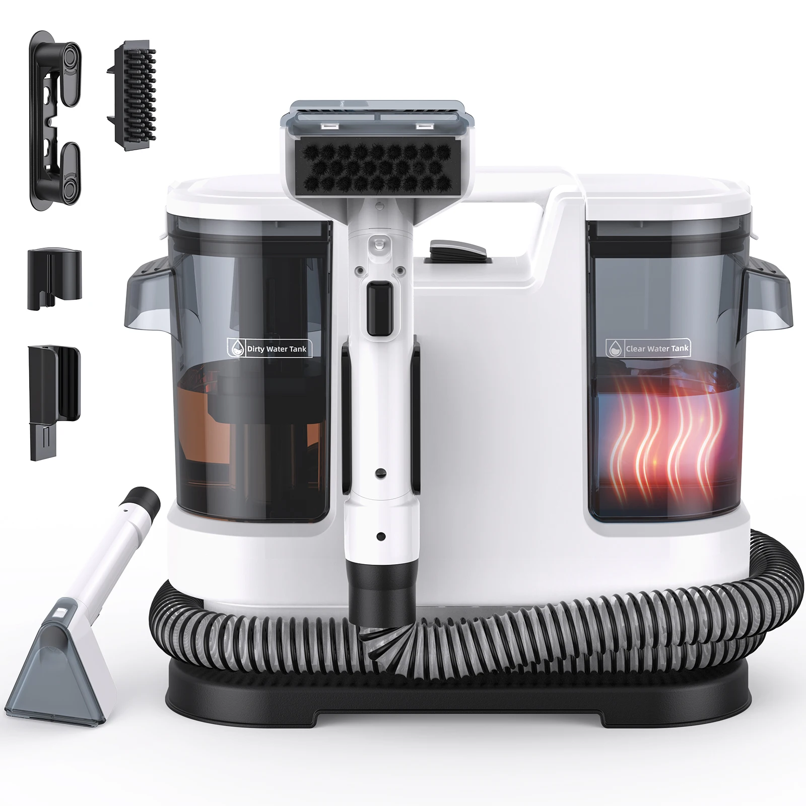 Lubluelu V8 Multi-Purpose Portable Carpet & Upholstery Spot Cleaner Machine, 15KPa Suction, Hot Steam Upgrade, with Heating Function to 60 Degrees, 800W, Dual Water Tank&6m Working Radius, for Rugs, Pets, Car Seats, Sofa and Couch