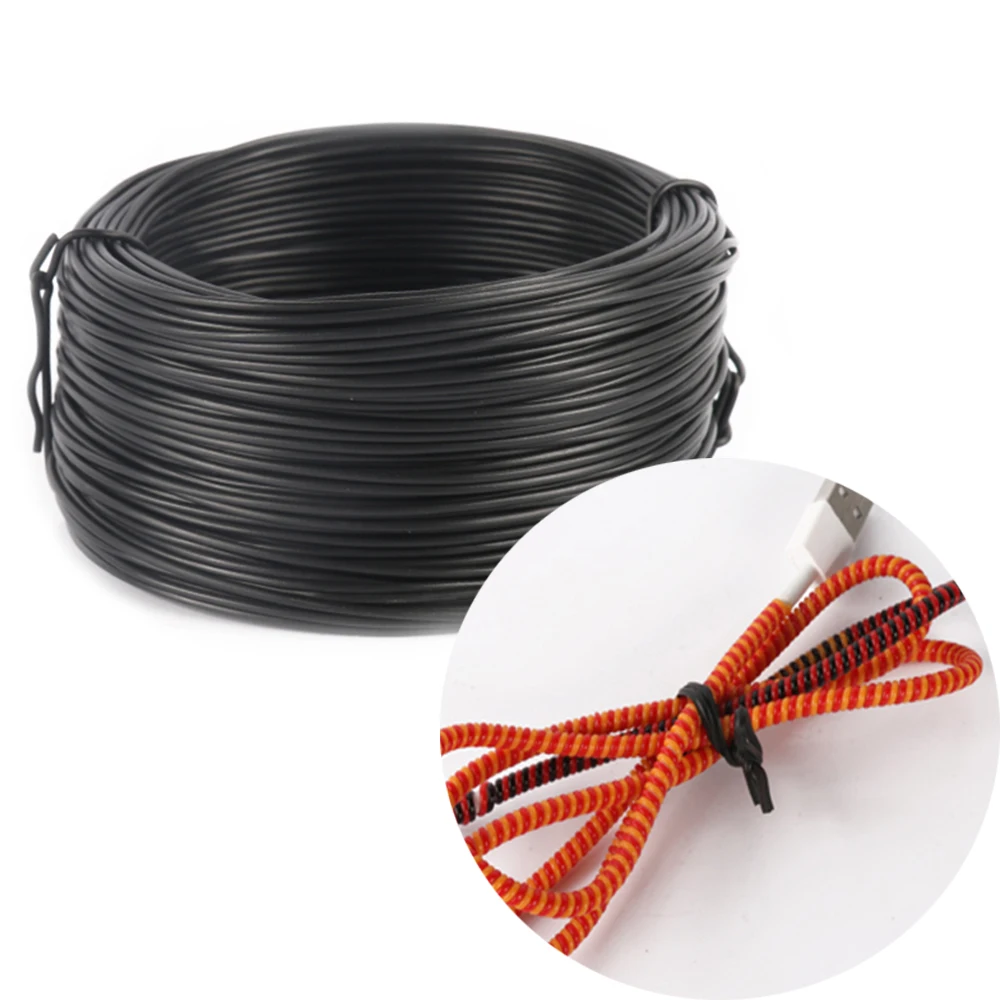 20 Meters/lot  Iron Tie 1.5MM Dia. Round Black PVC Coated Electro Galvanized Iron Lined Wire Cable Tie Wires