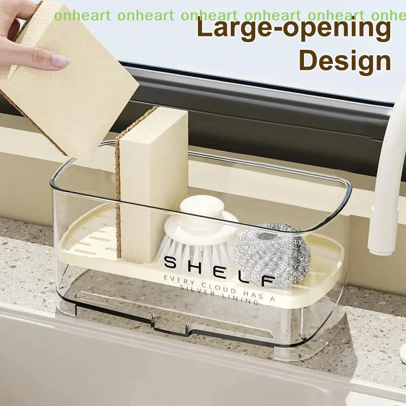 Household Wall-mounted Multi-function Sponge Pool Faucet Storage Artifact With Drain Design 1PC New Rag Rack Kitchen Sink Rack