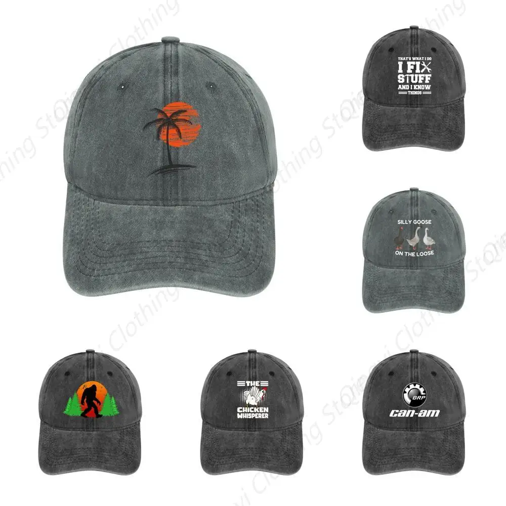 Palm Tree Hat for Men Women Baseball Cap Black Funny Dad Hat Adjustable Vintage Trucker Hat Summer