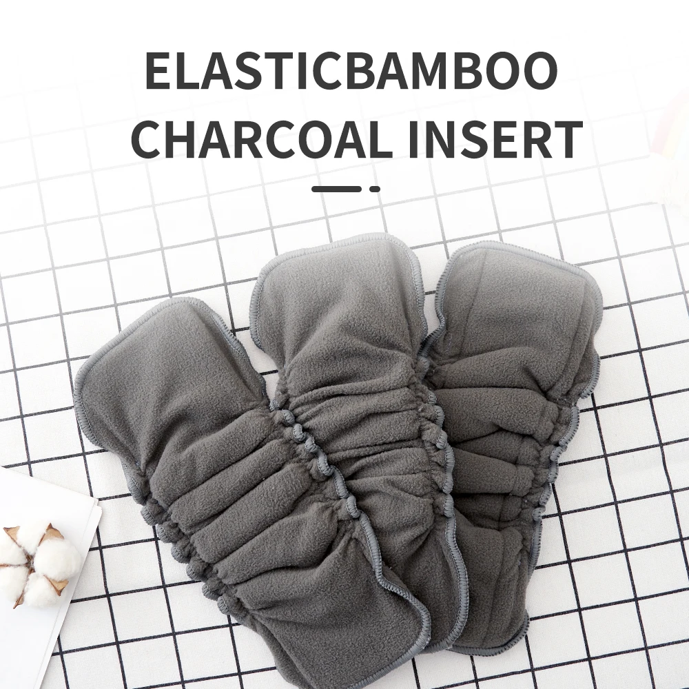 Elinfant 4/8/10 Pcs/Set Elastic Bamboo Charcoal Insert Reusable Breathable Baby Nappy Diaper Insert For Baby Cloth Diaper Nappy