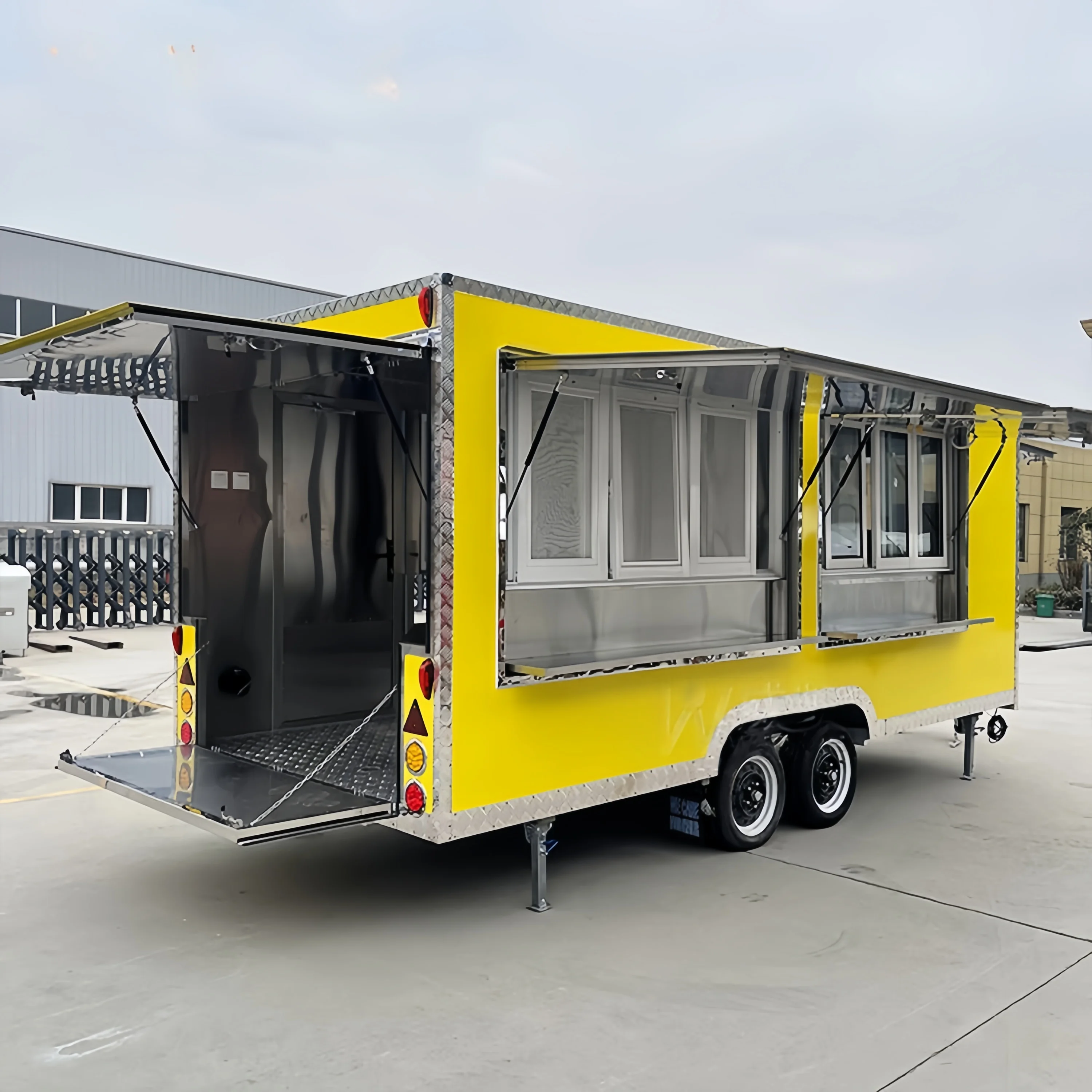 

Portable Outdoor Kitchen Food Truck Trailer Cart Mobile Snack Bar Ice Cream Truck Tent Caravan for Camping And Catering