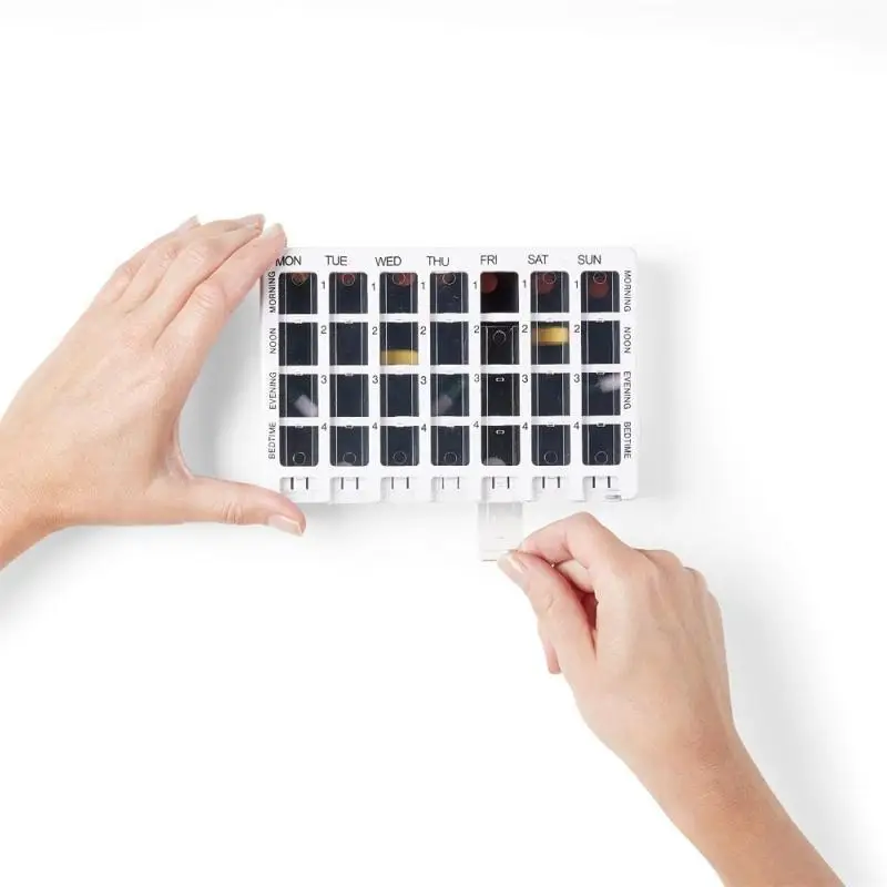 28 Grids Weekly Pill Organizer Detachable Plastic Medicine Box Portable Pill Container For Home Travel Daily Medication Storage