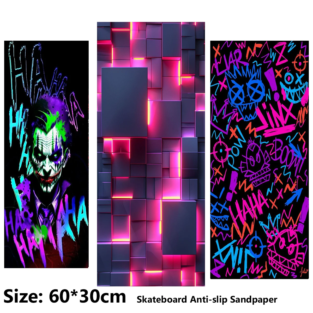 Electric Scooter Anti-slip Sticker Sandpaper Skateboard GripTape Sheet 60*30cm Geometric Doodle Comic Pattern