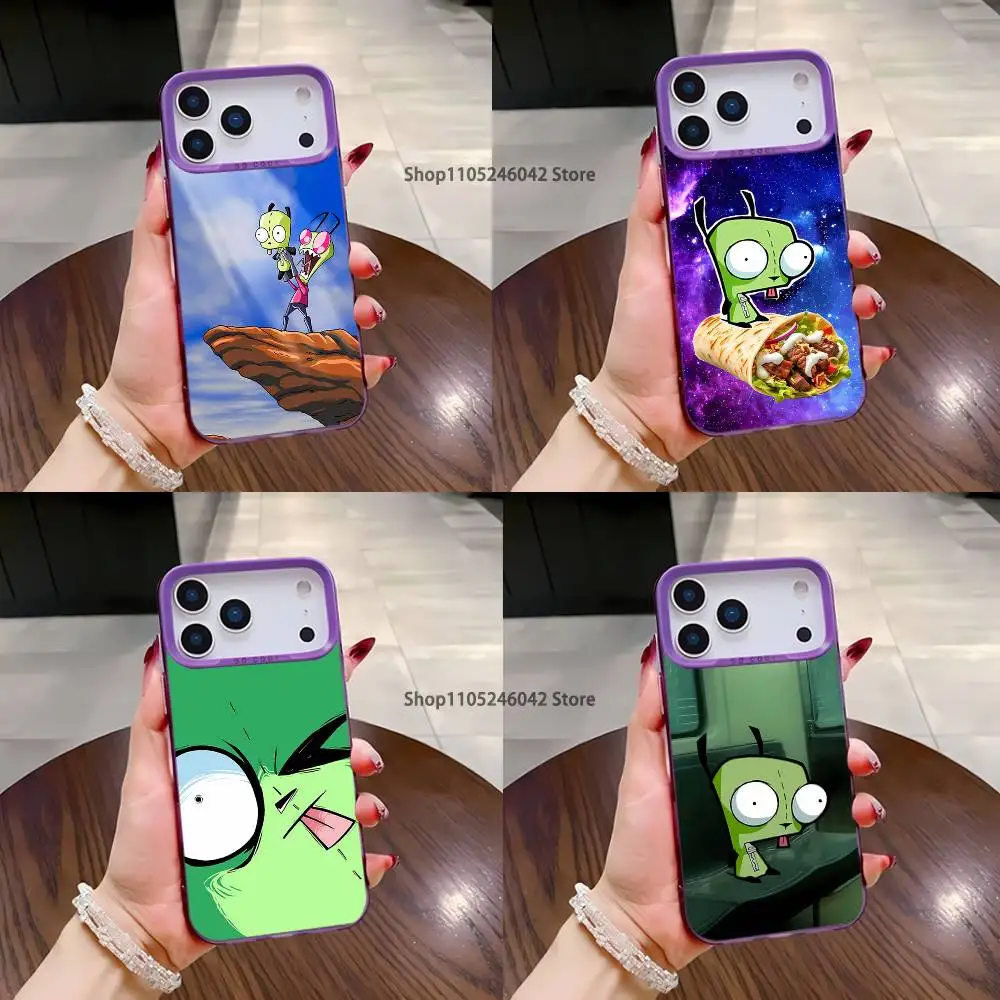 

Cartoon I-Invader Zim Gir For iPhone 17,16,15,14,13,12,11,Mini,Pro,E,SE4,XS,MAX Purple Candy Matte Cover