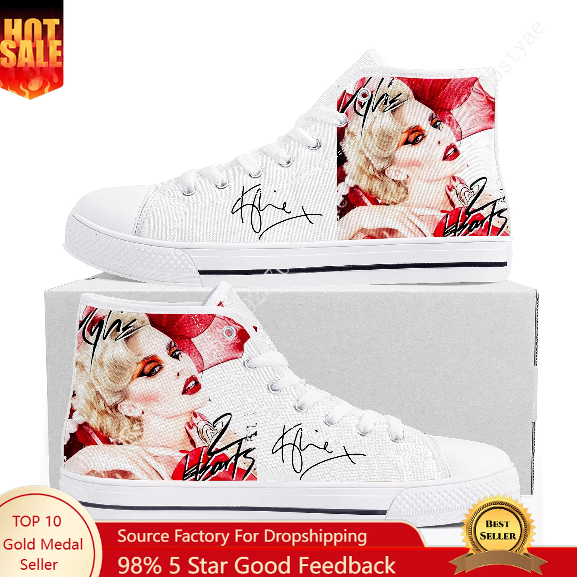 Kylie Minogue High Top High Quality Sneakers Mens Womens Teenager Canvas Sneaker Custom Couple Shoes