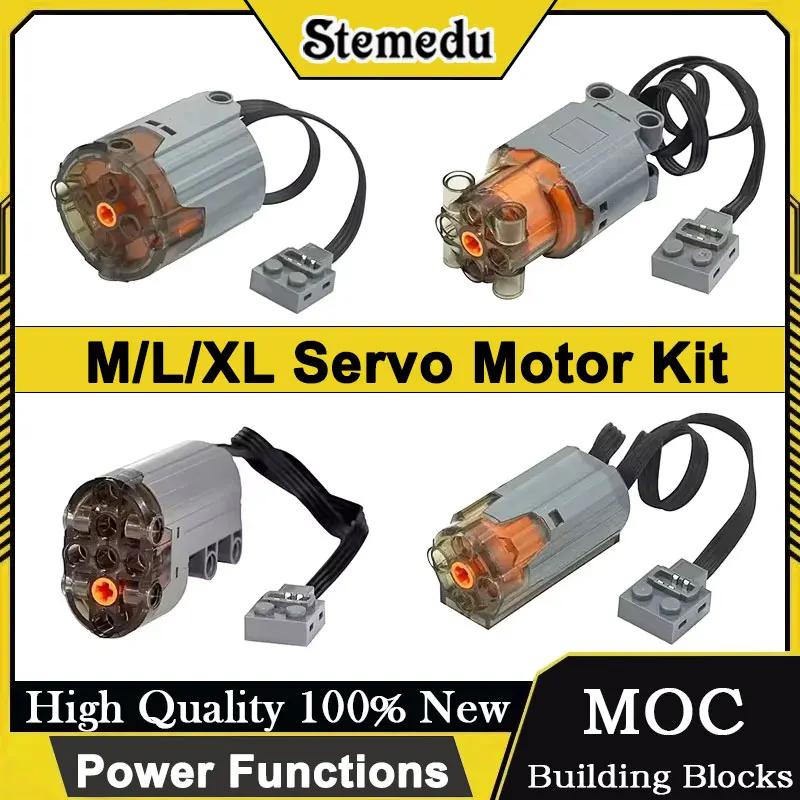 

M/L/XL Motor Steering Servo Kit for DIY Car Truck MOC Building Blocks Remote Control Power Functions All-Brand Compatible